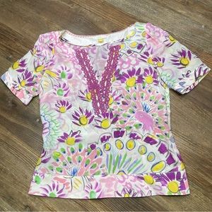 Anthropologie Leifsdottir Silk Abstract Floral Blouse Size 4